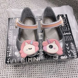 Mini Melissa Silver Ultragirl Unicorn Mary Jane